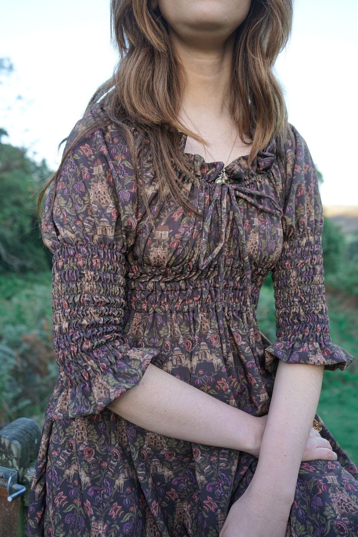Marian Dress in Plum Castell Print