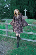 Load image into Gallery viewer, Lowri Mini Dress in Damson Folklore Ribbon Print
