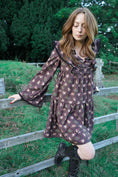 Load image into Gallery viewer, Lowri Mini Dress in Damson Folklore Ribbon Print
