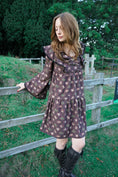 Load image into Gallery viewer, Lowri Mini Dress in Damson Folklore Ribbon Print
