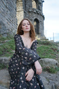 Load image into Gallery viewer, Ceridwen Dress in Coal Folklore Ribbon Print
