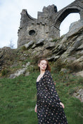 Load image into Gallery viewer, Ceridwen Dress in Coal Folklore Ribbon Print
