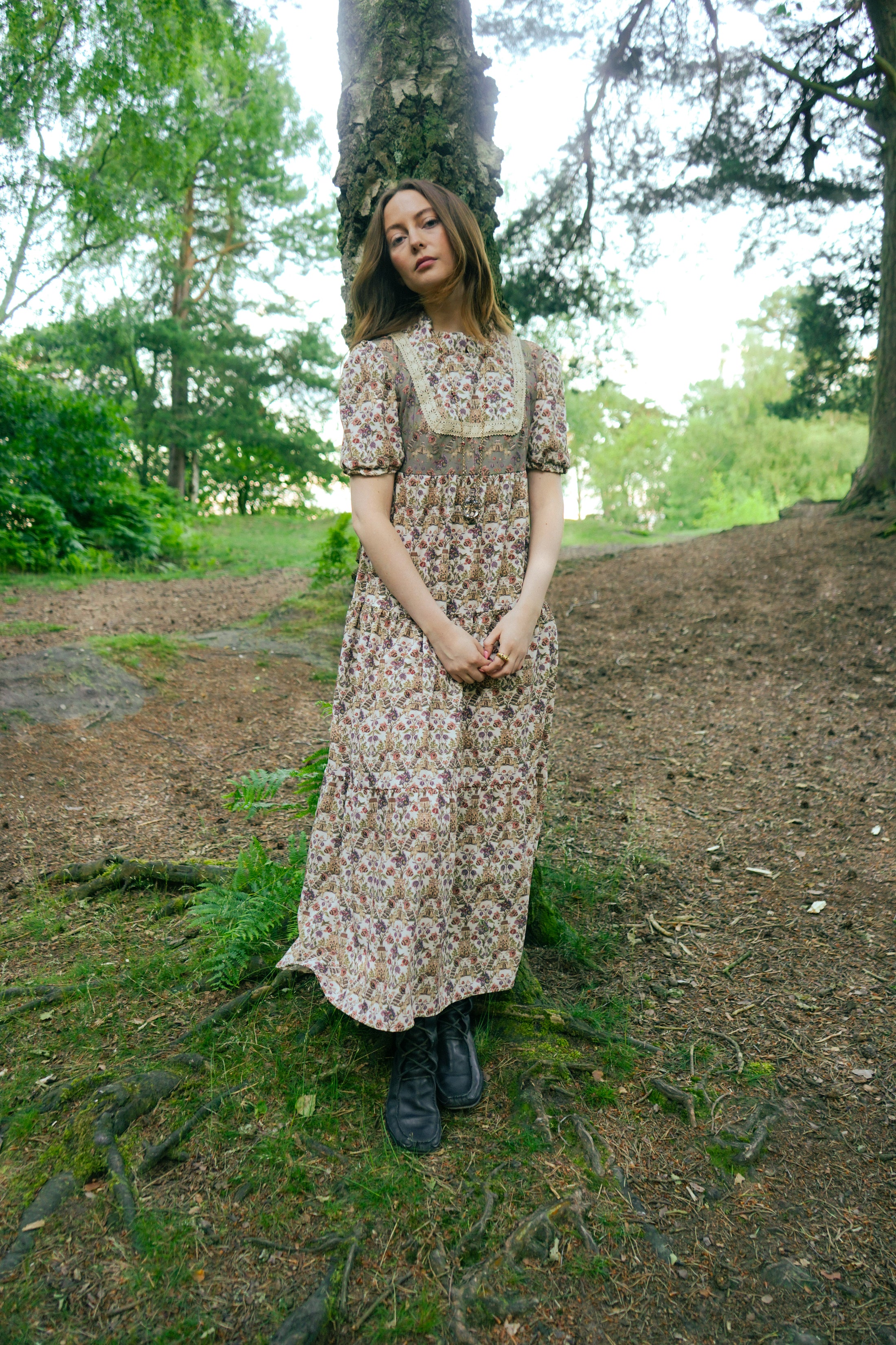 Laura Dress in Patchwork Castell Print