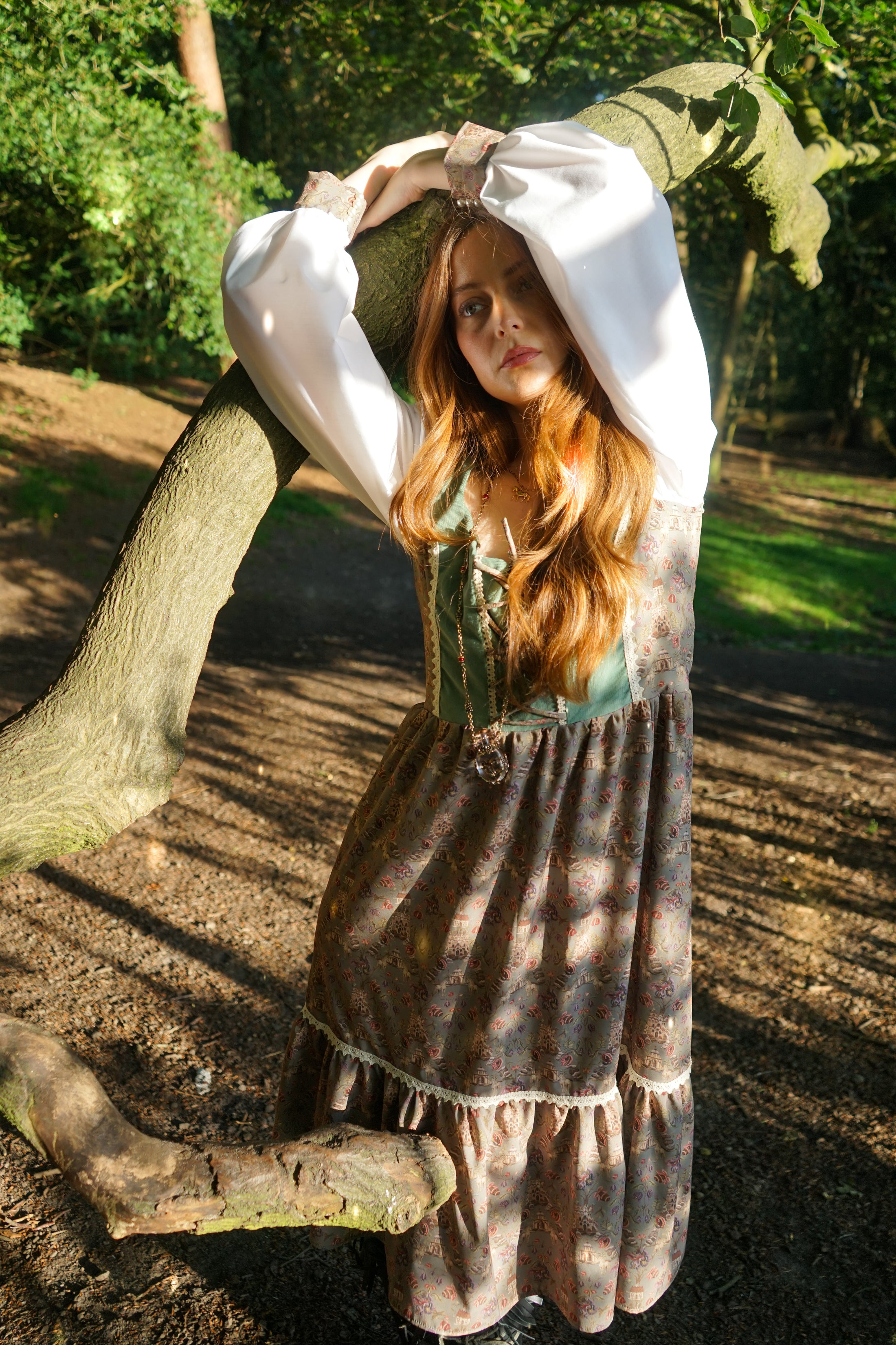 Stevie Midi Dress in Sage Castell Print