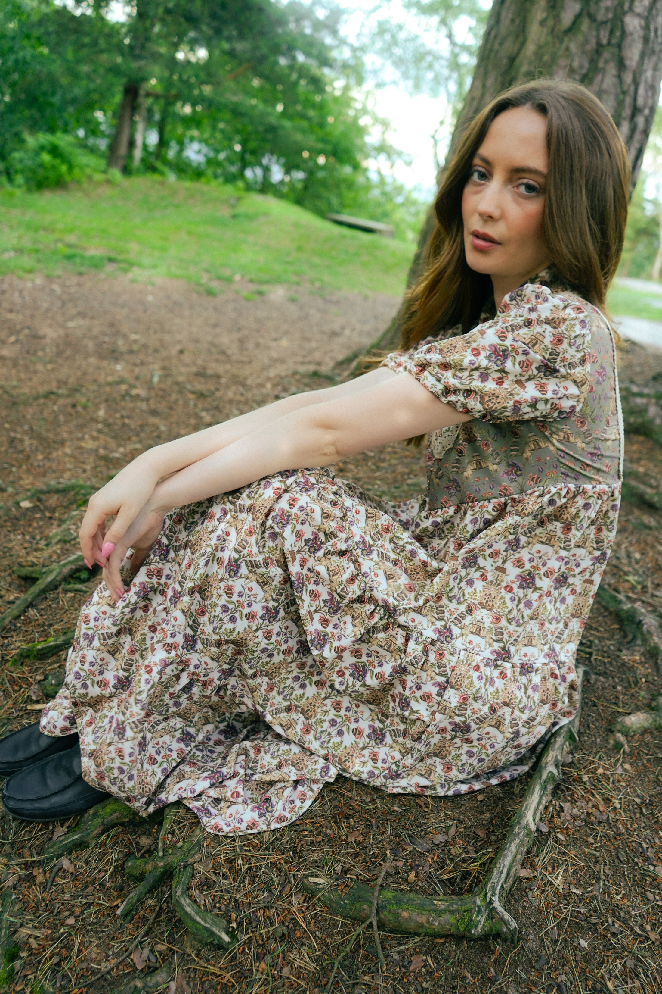 Laura Dress in Patchwork Castell Print