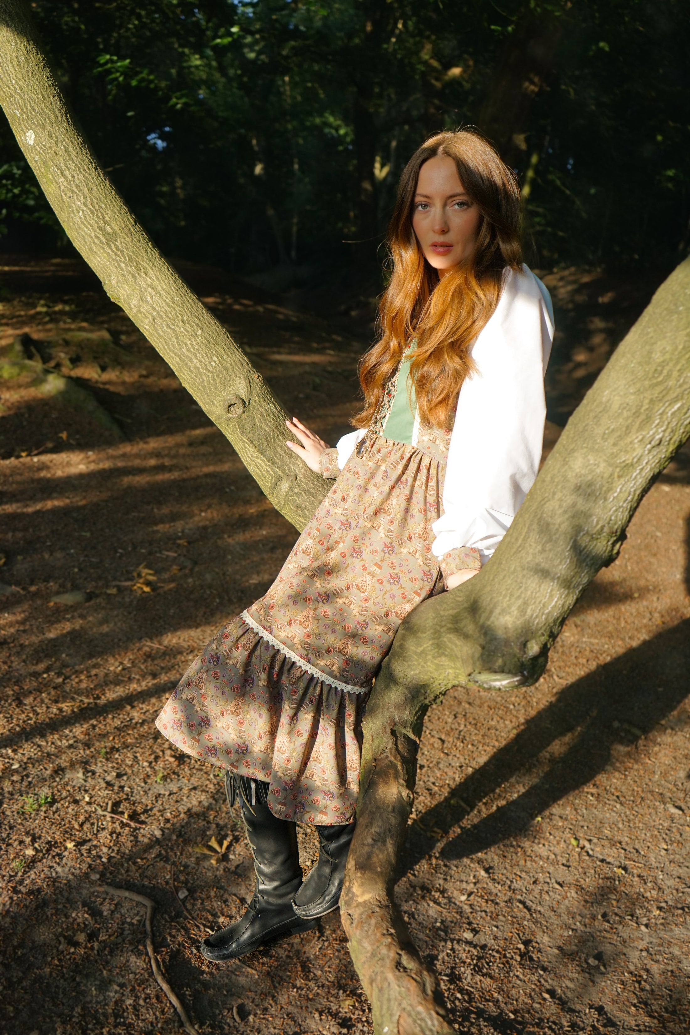 Stevie Midi Dress in Sage Castell Print