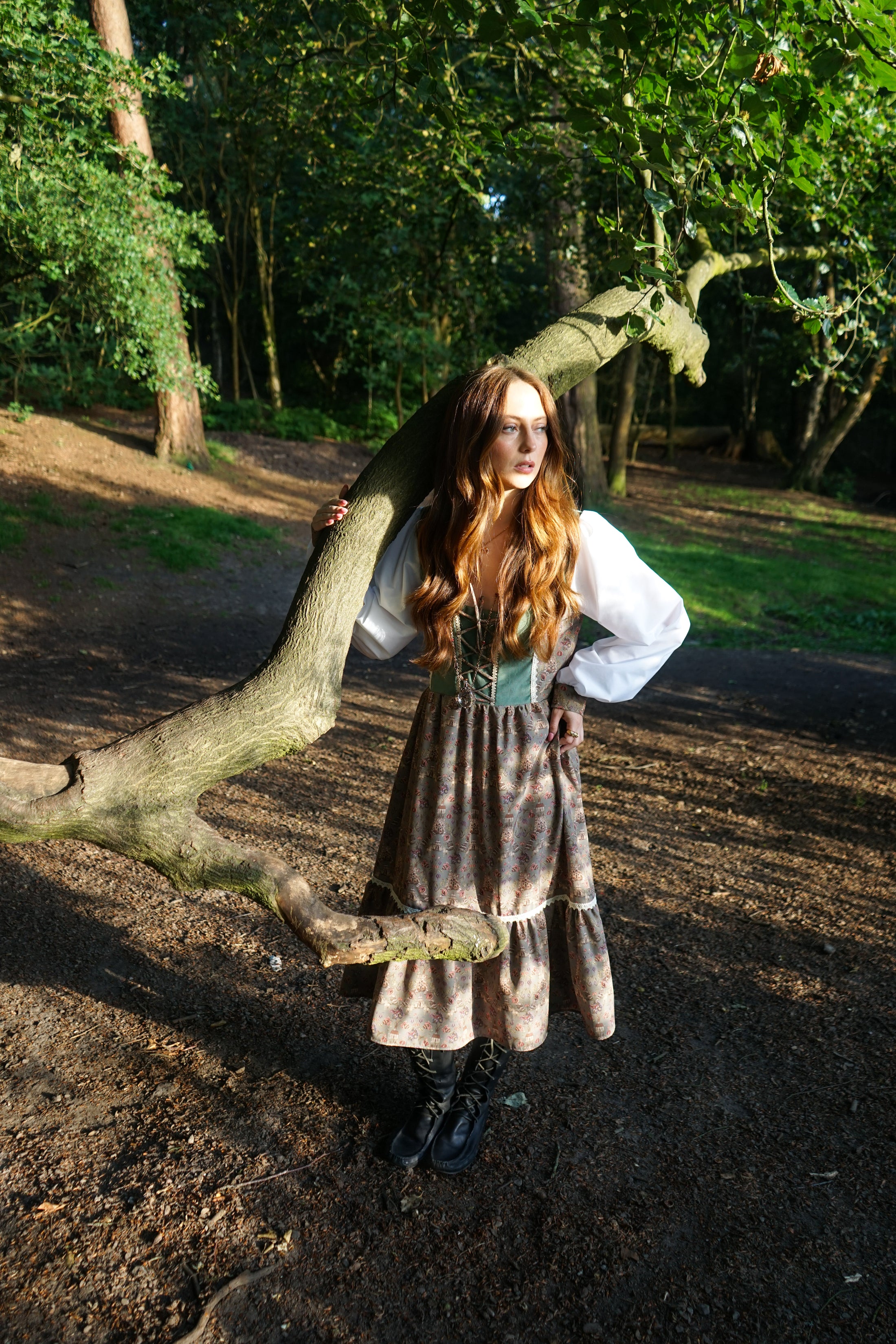 Stevie Midi Dress in Sage Castell Print
