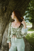 Load image into Gallery viewer, Arianwen Top in Green Draco Print - Olivia Annabelle - original_value - medieval - historical
