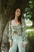 Load image into Gallery viewer, Arianwen Top in Green Draco Print - Olivia Annabelle - original_value - medieval - historical
