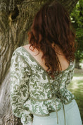 Load image into Gallery viewer, Arianwen Top in Green Draco Print - Olivia Annabelle - original_value - medieval - historical
