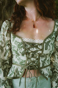 Load image into Gallery viewer, Arianwen Top in Green Draco Print - Olivia Annabelle - original_value - medieval - historical
