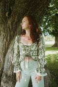 Load image into Gallery viewer, Arianwen Top in Green Draco Print - Olivia Annabelle - original_value - medieval - historical
