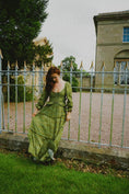 Load image into Gallery viewer, Carys Dress in Green Arthur Print - Olivia Annabelle - original_value - medieval - historical
