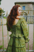 Load image into Gallery viewer, Carys Dress in Green Arthur Print - Olivia Annabelle - original_value - medieval - historical
