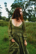 Load image into Gallery viewer, Carys Dress in Green Arthur Print - Olivia Annabelle - original_value - medieval - historical
