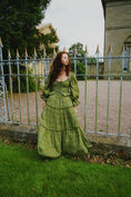 Load image into Gallery viewer, Carys Dress in Green Arthur Print - Olivia Annabelle - original_value - medieval - historical
