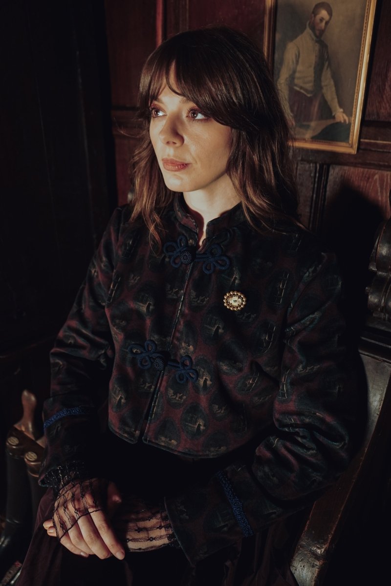 Cathy Jacket in Claret Haunting Print - Olivia Annabelle - original_value - medieval - historical