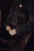 Load image into Gallery viewer, Cathy Jacket in Claret Haunting Print - Olivia Annabelle - original_value - medieval - historical
