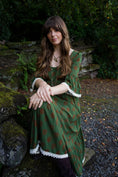 Load image into Gallery viewer, Chloe Dress in Moss Dragon Cameo Print - Olivia Annabelle - original_value - medieval - historical

