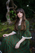 Load image into Gallery viewer, Chloe Dress in Moss Dragon Cameo Print - Olivia Annabelle - original_value - medieval - historical
