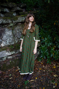 Load image into Gallery viewer, Chloe Dress in Moss Dragon Cameo Print - Olivia Annabelle - original_value - medieval - historical
