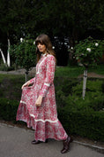 Load image into Gallery viewer, Florence Dress in Wine Ulvaag Dragon Print - Olivia Annabelle - original_value - medieval - historical
