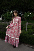 Load image into Gallery viewer, Florence Dress in Wine Ulvaag Dragon Print - Olivia Annabelle - original_value - medieval - historical

