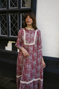 Load image into Gallery viewer, Florence Dress in Wine Ulvaag Dragon Print - Olivia Annabelle - original_value - medieval - historical
