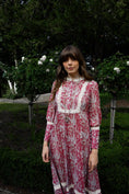 Load image into Gallery viewer, Florence Dress in Wine Ulvaag Dragon Print - Olivia Annabelle - original_value - medieval - historical
