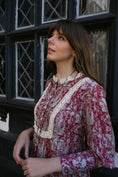 Load image into Gallery viewer, Florence Dress in Wine Ulvaag Dragon Print - Olivia Annabelle - original_value - medieval - historical
