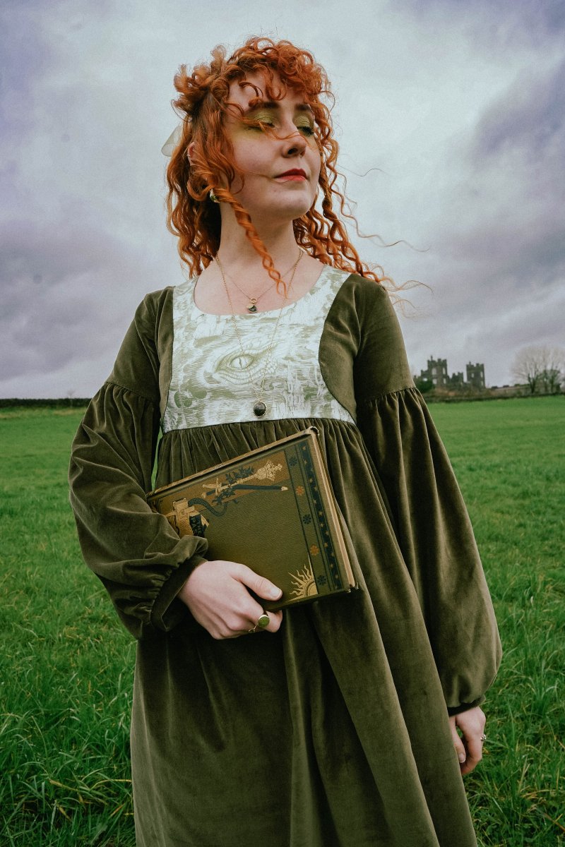 Genevieve Dress in Ulvaag Dragon Print - Olivia Annabelle - #original_value - #medieval - #historical
