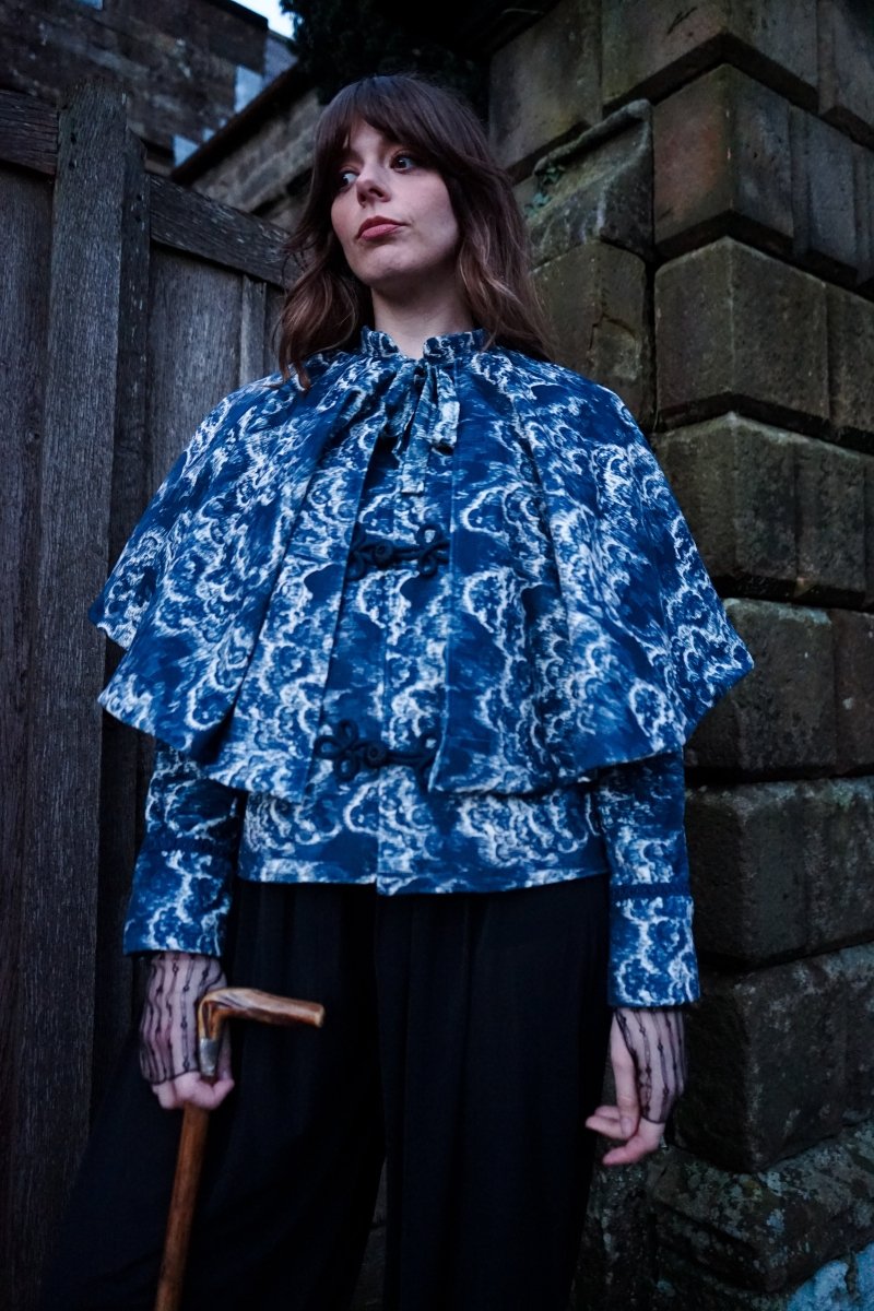 Heathcliff Cape Jacket in Wuthering Print - Olivia Annabelle - original_value - medieval - historical