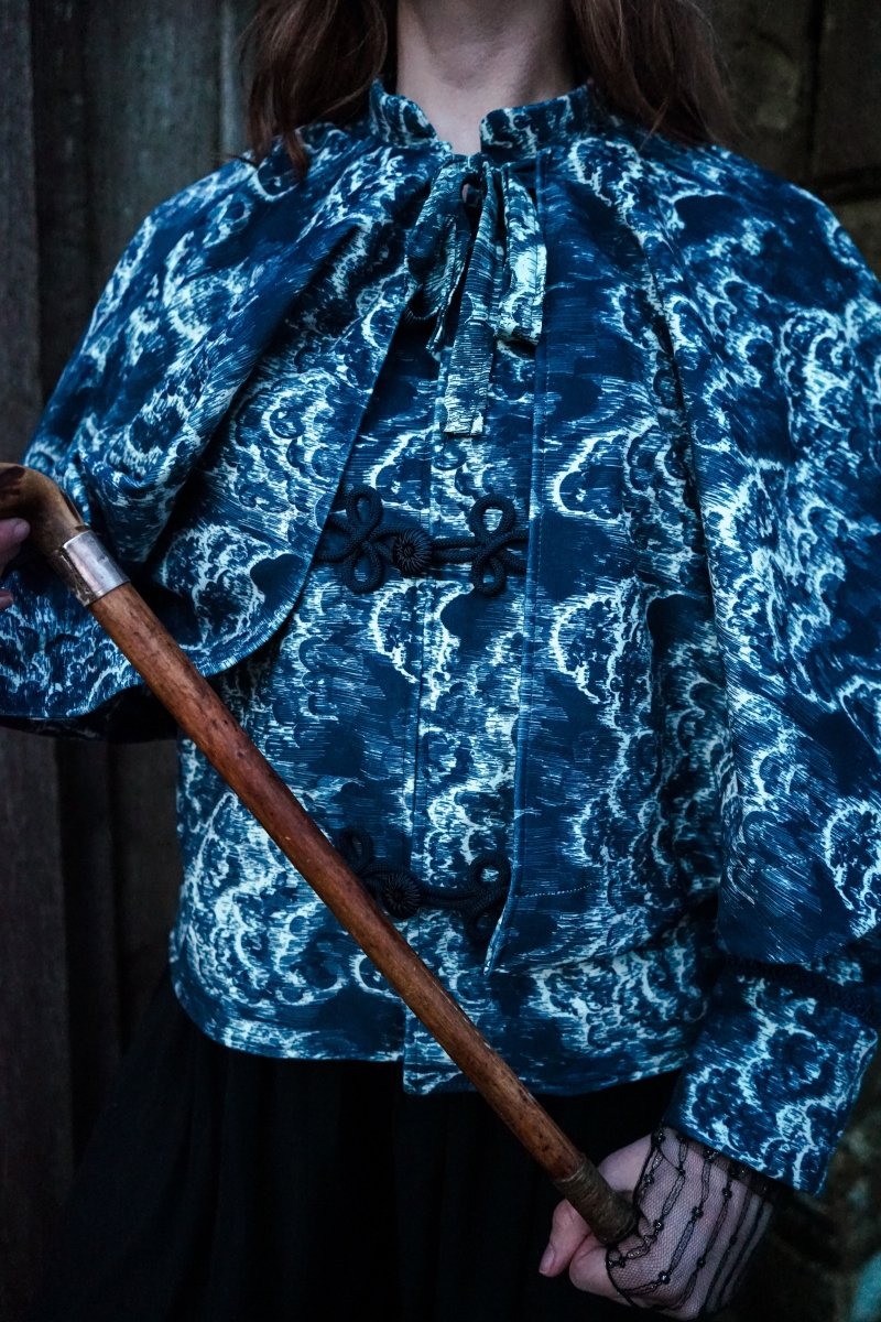 Heathcliff Cape Jacket in Wuthering Print - Olivia Annabelle - original_value - medieval - historical