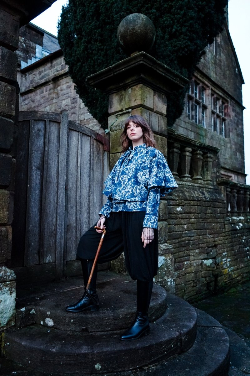 Heathcliff Cape Jacket in Wuthering Print - Olivia Annabelle - original_value - medieval - historical