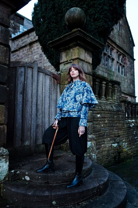 Heathcliff Cape Jacket in Wuthering Print - Olivia Annabelle - original_value - medieval - historical