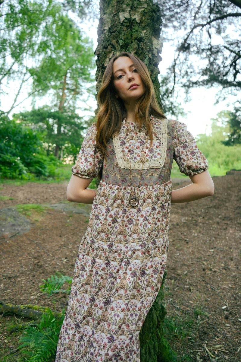 Laura Dress in Patchwork Castell Print - Olivia Annabelle - original_value - medieval - historical