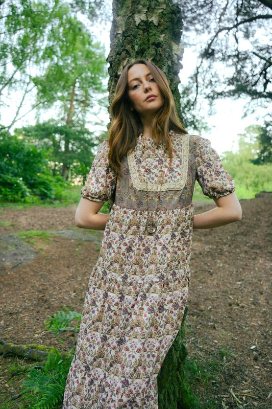 Laura Dress in Patchwork Castell Print - Olivia Annabelle - original_value - medieval - historical