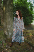 Load image into Gallery viewer, Lowri Dress in Cornflower Draco Print - Olivia Annabelle - original_value - medieval - historical

