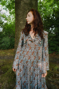 Load image into Gallery viewer, Lowri Dress in Cornflower Draco Print - Olivia Annabelle - original_value - medieval - historical
