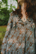 Load image into Gallery viewer, Lowri Dress in Cornflower Draco Print - Olivia Annabelle - original_value - medieval - historical
