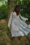 Load image into Gallery viewer, Lowri Dress in Cornflower Draco Print - Olivia Annabelle - original_value - medieval - historical
