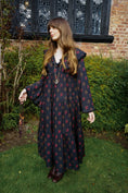 Load image into Gallery viewer, Lowri Dress in Jet Dragon Cameo Print - Olivia Annabelle - original_value - medieval - historical
