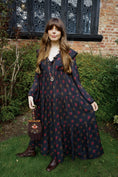 Load image into Gallery viewer, Lowri Dress in Jet Dragon Cameo Print - Olivia Annabelle - original_value - medieval - historical

