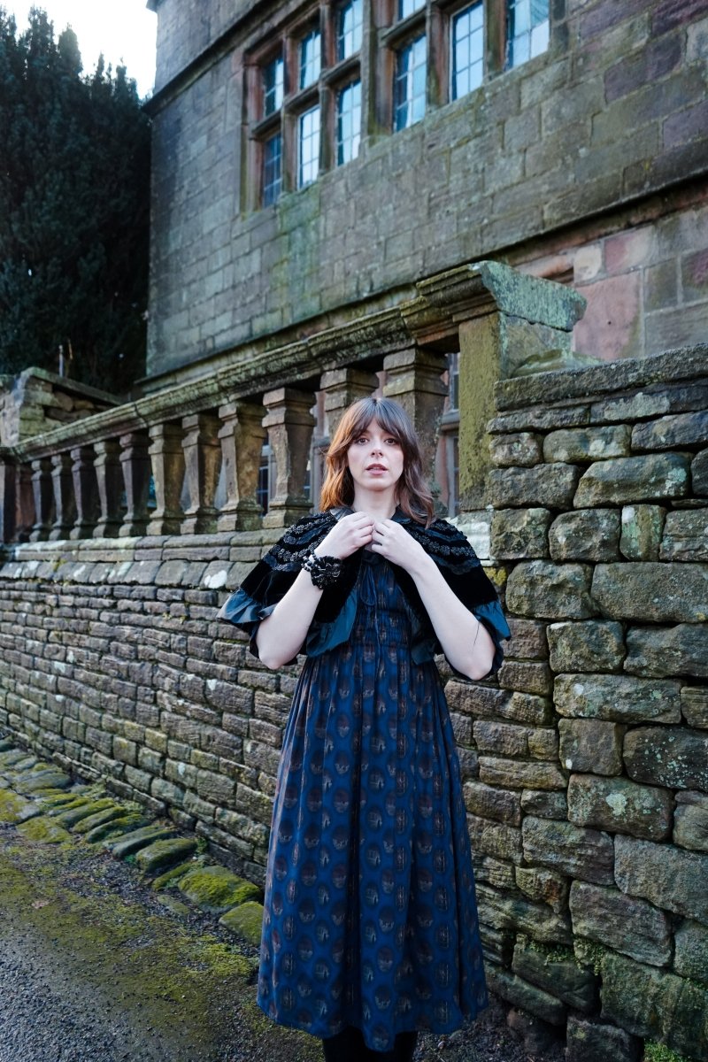 Marian Dress in Midnight Haunting Print - Olivia Annabelle - original_value - medieval - historical