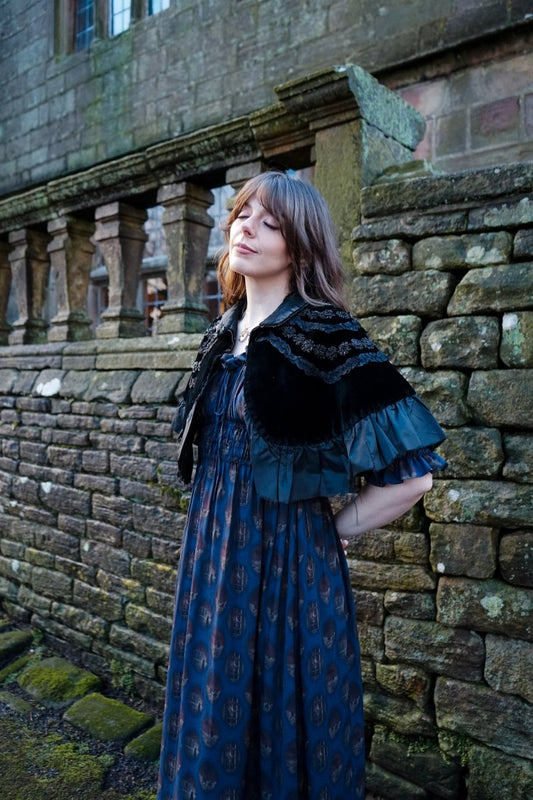 Marian Dress in Midnight Haunting Print - Olivia Annabelle - original_value - medieval - historical