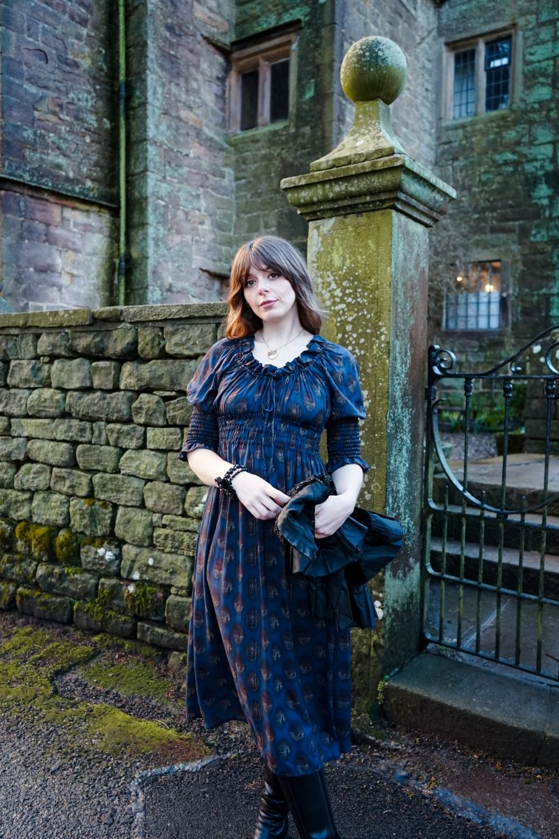 Marian Dress in Midnight Haunting Print - Olivia Annabelle - original_value - medieval - historical