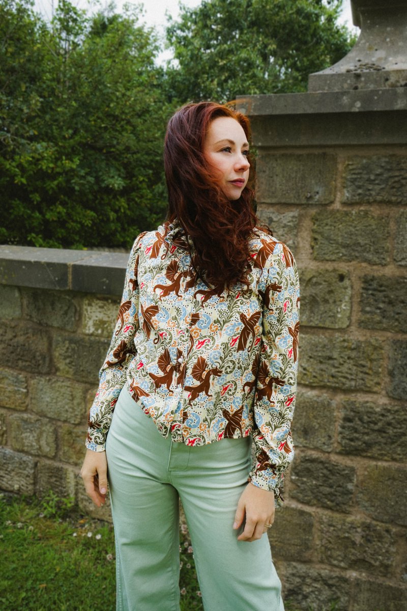 Olwen Blouse in Mythical Swirl Print - Olivia Annabelle - original_value - medieval - historical