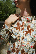 Load image into Gallery viewer, Olwen Blouse in Mythical Swirl Print - Olivia Annabelle - original_value - medieval - historical
