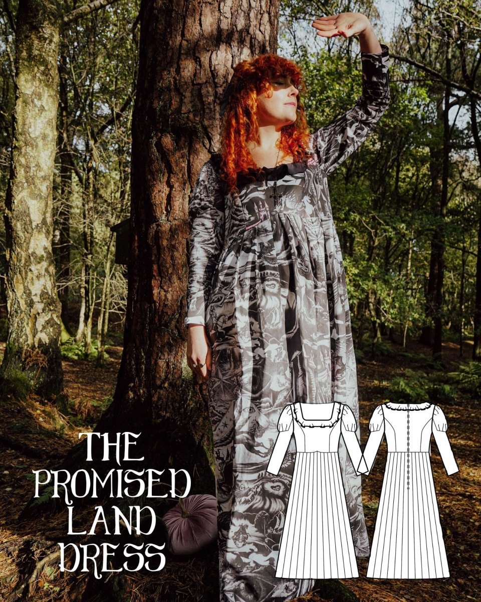 Promised Land Dress – Renaissance Sleeve Square Neck Dress Sewing Pattern PDF - Olivia Annabelle - original_value - medieval - historical