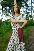 Load image into Gallery viewer, Rhiannon Midi Skirt in Ticking Dragon Cameo Print - Olivia Annabelle - original_value - medieval - historical
